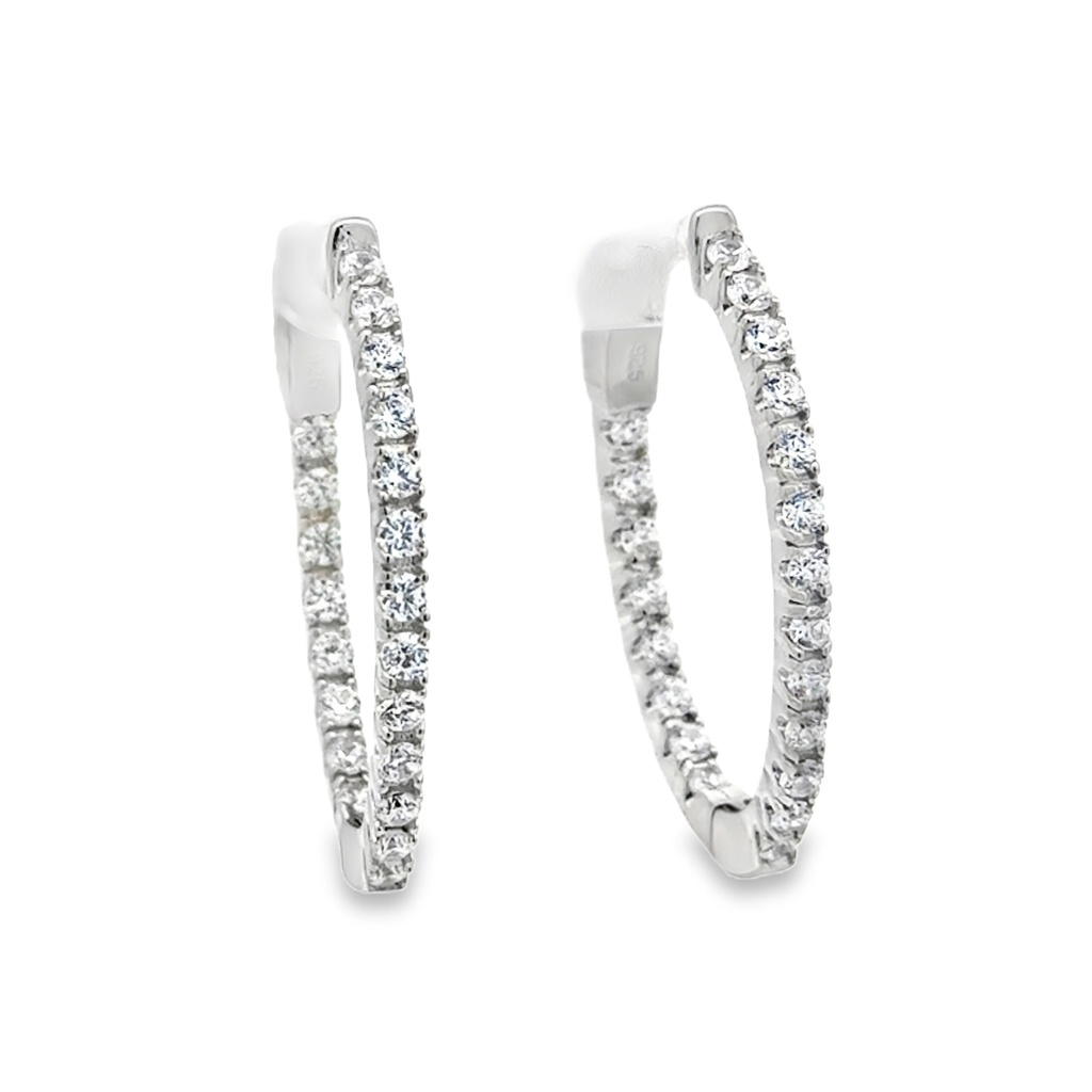 Stříbrné oválné náušnice se zirkony